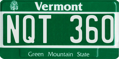 VT license plate NQT360