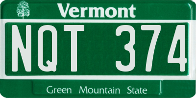 VT license plate NQT374