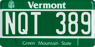 VT license plate NQT389