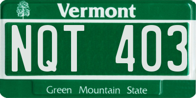 VT license plate NQT403