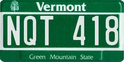 VT license plate NQT418