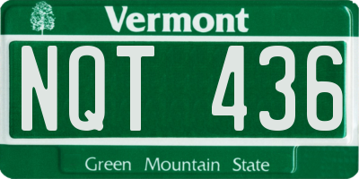 VT license plate NQT436