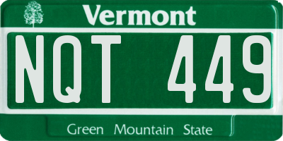 VT license plate NQT449