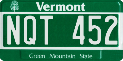 VT license plate NQT452