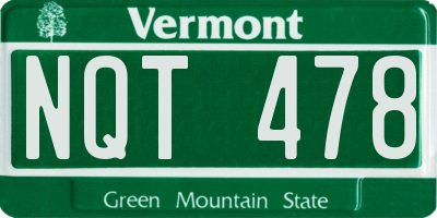 VT license plate NQT478