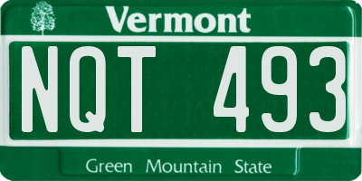 VT license plate NQT493