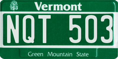 VT license plate NQT503