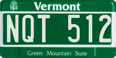 VT license plate NQT512