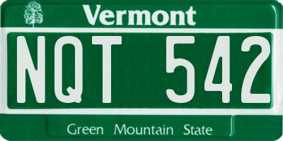 VT license plate NQT542