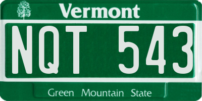 VT license plate NQT543