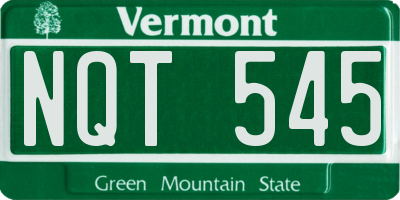 VT license plate NQT545