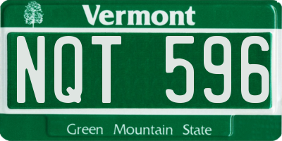 VT license plate NQT596