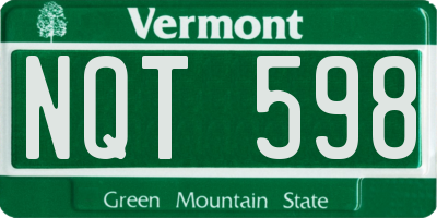 VT license plate NQT598
