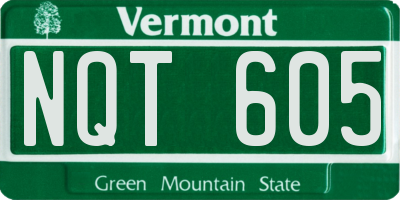 VT license plate NQT605