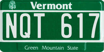 VT license plate NQT617