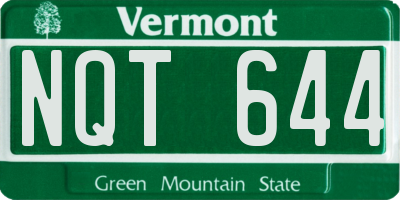VT license plate NQT644