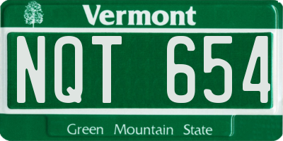 VT license plate NQT654