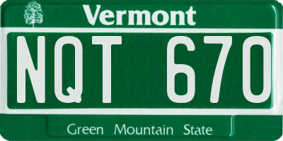 VT license plate NQT670