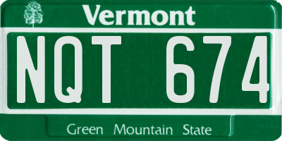 VT license plate NQT674