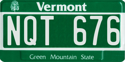 VT license plate NQT676