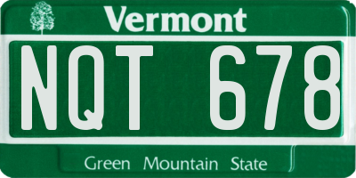 VT license plate NQT678