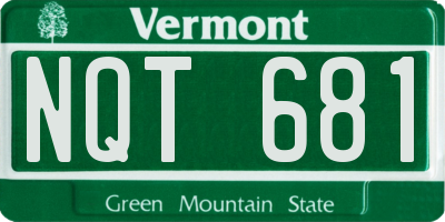VT license plate NQT681