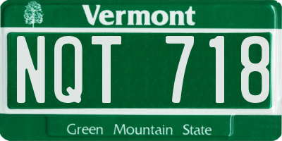 VT license plate NQT718