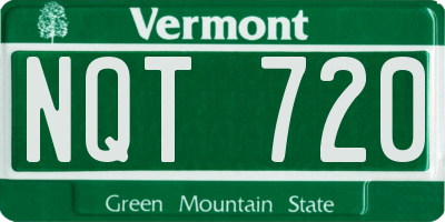 VT license plate NQT720