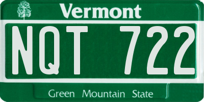 VT license plate NQT722