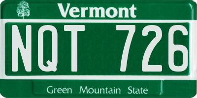 VT license plate NQT726