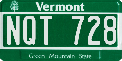 VT license plate NQT728