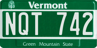VT license plate NQT742