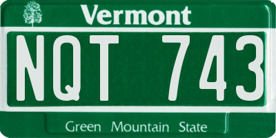 VT license plate NQT743