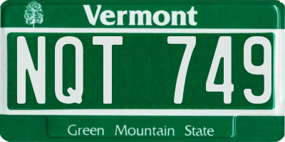 VT license plate NQT749