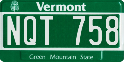 VT license plate NQT758