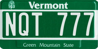 VT license plate NQT777