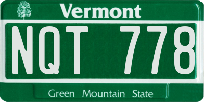 VT license plate NQT778