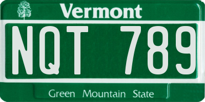 VT license plate NQT789