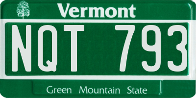VT license plate NQT793