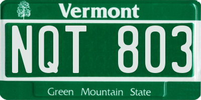 VT license plate NQT803