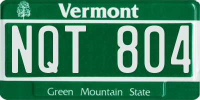 VT license plate NQT804