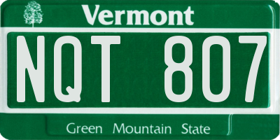 VT license plate NQT807