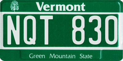VT license plate NQT830
