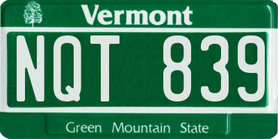VT license plate NQT839