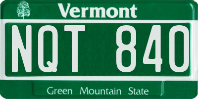 VT license plate NQT840