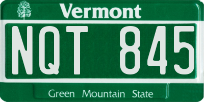 VT license plate NQT845