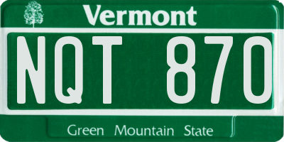 VT license plate NQT870