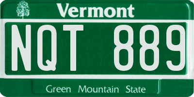 VT license plate NQT889