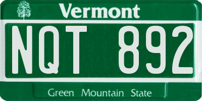 VT license plate NQT892