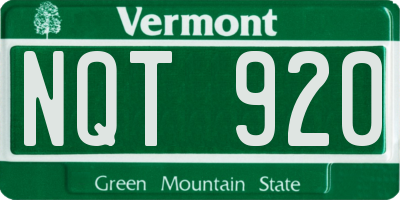 VT license plate NQT920